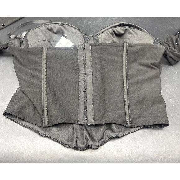 Windsor Womens Black Sheer Sleeve Beaded Corset Top Sz M NEW Goth Whimsigoth - Picture 8 of 9